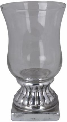 Upominkarnia Świecznik Ceramiczny Srebrny Ze Szklaną Górą Mały 693735