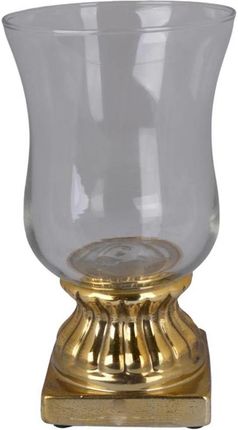 Upominkarnia Świecznik Ceramiczny Złoty Ze Szklaną Górą Duży 694168