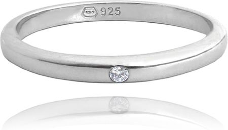 Minet Minimalistyczny srebrny pierścien ślubny z cyrkonem rozmiar 18