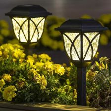 Latarnie lampy ogrodowe solarne białe zimne zestaw 2 sztuk Latarnie lampy ogrodowe solarne białe zimne zestaw 2 sztuk