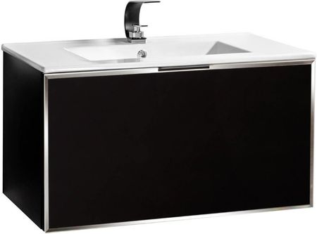 Czarna szafka pod umywalkę ze szklanym frontem czarno srebrnym Sanitti Delta DSC-80X-SR