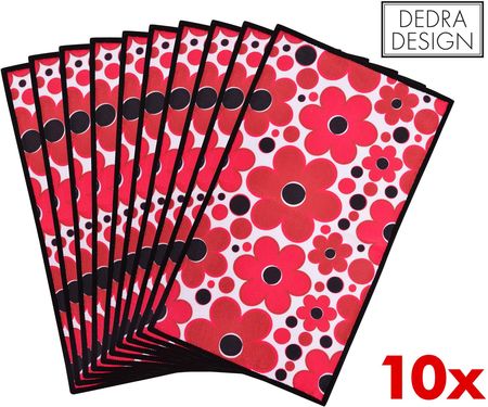 Dedra 10Szt. Ultrachłonne Materiałowe Ręczniki Kuchenne Goeco Niepapier 20X35Cm Czerwone Daisy Flowers