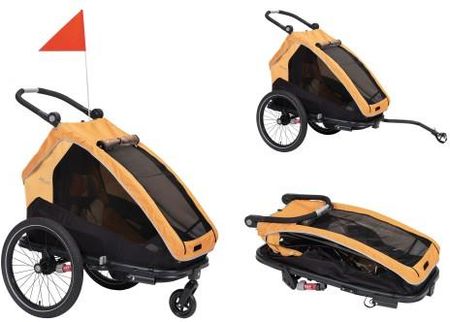 Przyczepka rowerowa dla dzieci XLC MONO S BS C09 2w1 wózek składana amortyzacja pomarańczowa