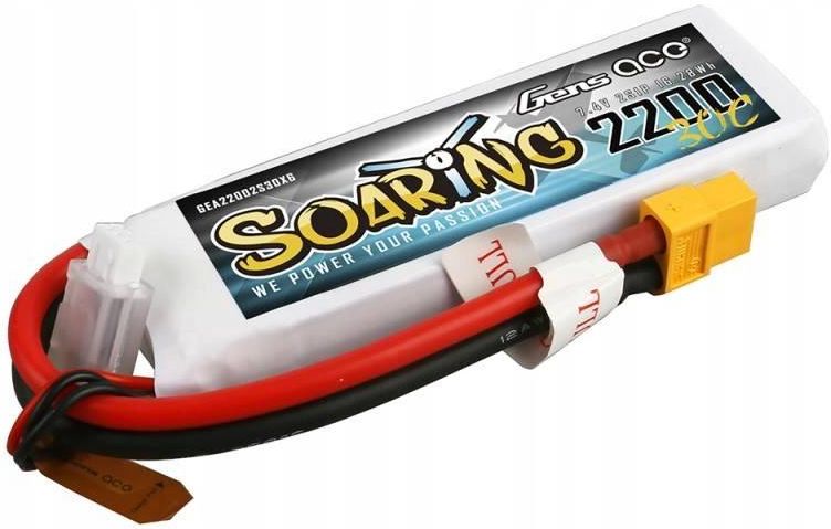Batteria Lipo Gens Ace 2200mAh 7.4V 50C 2S Per TRX, B-50C-2200-2S1P-TRX - Foto 3
