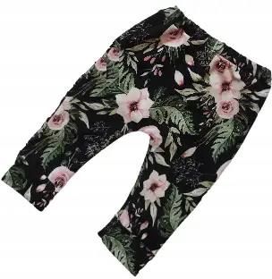 Spodnie kwiaty garden na czarnym rozmiar 92