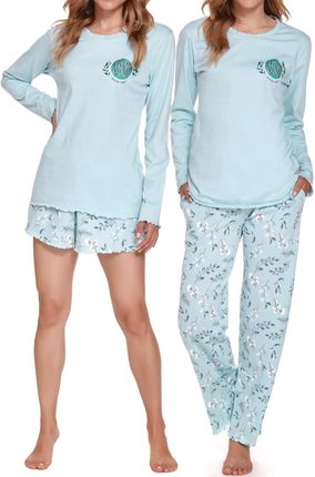 Bawełniana piżama damska Dn-nightwear PM.4354 niebieska 3-PACK (S)