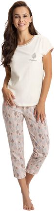 Bawełniana piżama damska LUNA 690 ecru (L)