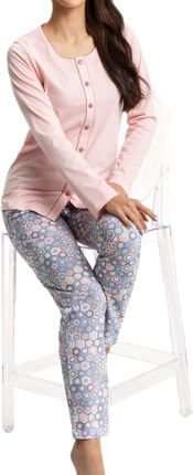 Bawełniana piżama damska LUNA 599 jasnoróżowa (2XL)