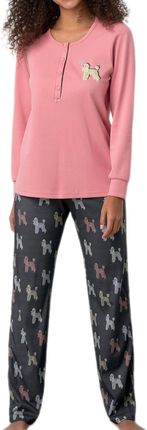 Bawełniana piżama damska VAMP 17436 różowa (L)