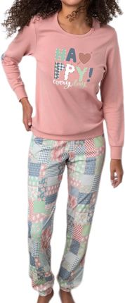 Bawełniana piżama damska VAMP 17524 różowa (XL)