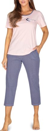 Bawełniana piżama damska Regina 623 różowo-morelowa (L)