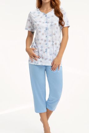 Rozpinana piżama damska LUNA 476 niebieska (M)