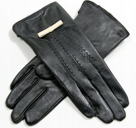 Rękawice damskie skórzane czarne rękawiczki M