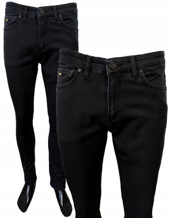 Spodnie męskie jeans elastyczne wygodne czerń 40