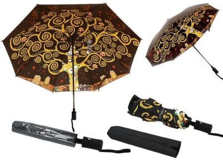 Parasol automatyczny, składany - G. Klimt, Drzewo życia (dekoracja pod spodem) (CARMANI)