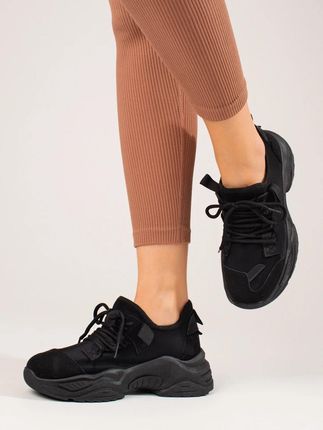 Czarne sneakersy damskie na platformie Shelovet