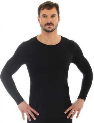 Koszulka męska długi rękaw Brubeck Comfort Wool LS11600 czarny (L)