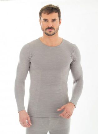 Koszulka męska długi rękaw Brubeck Comfort Wool LS11600 szary (XL)