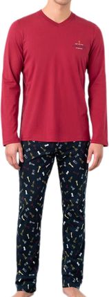 Bawełniana piżama męska VAMP 17631 czerwona (M)