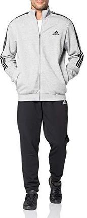 adidas Męski dres treningowy M 3s Ft Tt, top: Medium Grey Heather/Black Bottom:Black/White, 7 EU