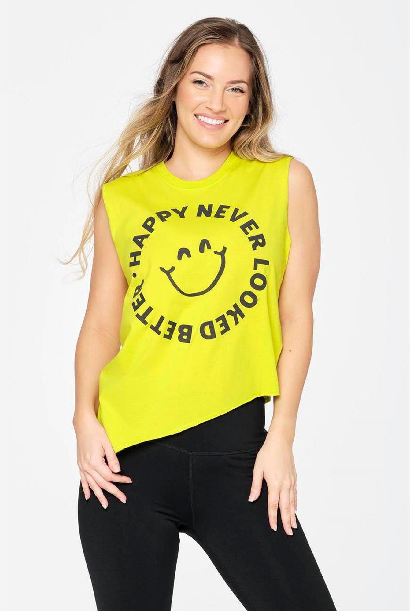 Zumba Wear Koszulka Sportowa Damska Happy Na Ramiączkach Asymetryczna