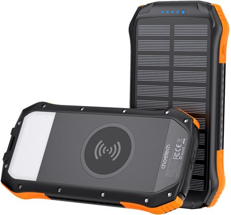 Choetech powerbank solarny z ładowaniem indukcyjnym 10000mAh Qi 5W pomarańczowy (B659)