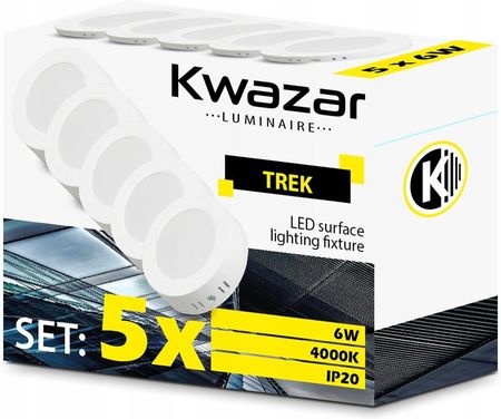 Kwazar Luminaire 5 X Panel Led Natynkowy Plafon 6W 15% (5903076615152)