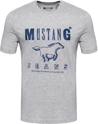 Mustang T Shirt Basic Print Tee Mid Grey Melange 1008372 4140