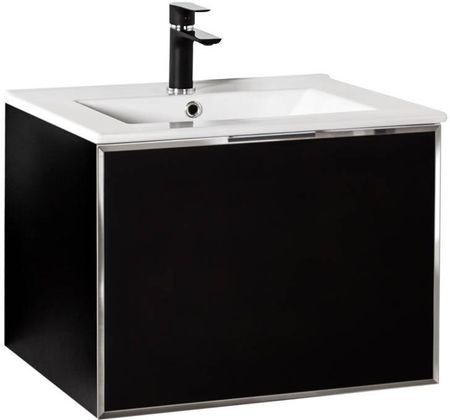 Szafka wisząca łazienkowa czarna ze szklanym frontem pod umywalkę Sanitti Delta DSC-60X-SR fro