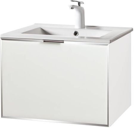 Szafka do łazienki pod umywalkę lub blat biała ze szklanym frontem Sanitti Delta DSB-60X-SR uchwyt chrom