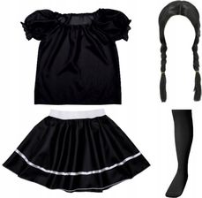 Strój Wednesday Addams Peruka Czarny 116-128 4El