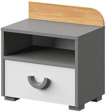 Zdjęcie Dolmar Szafka Nocna Carini 12 Biały Brylantowy Dąb Nash Jasny Grafit 100388771 - Międzybórz