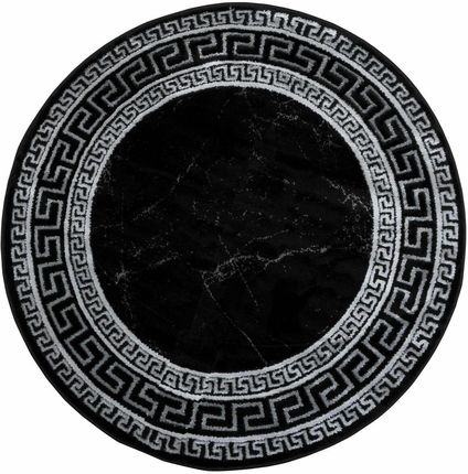 Multi Decor Dywan Okrągły Palace Marmur Ornament Czarno Srebrny Śr. 120 Cm 384243