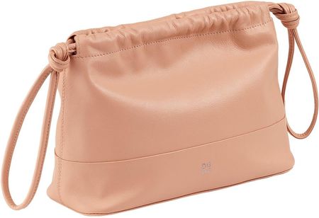 DUDU Genuine Leather Clutch Bag for Women, Coloured Pouch with Drawstring and Crossbody Shoulder Strap