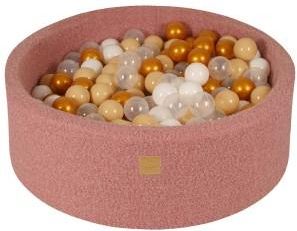 Meowbaby Boucle Różowy Okrągły Suchy Basen 90X30Cm Dla Dziecka Piłki Złoty/Beż/Biały/Transparent