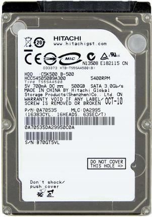 Hitachi 500Gb 5.4K Sata Ii 2.5'' (HCC545050B9A300)