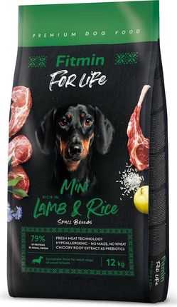 Fitmin Dog For Life Lamb & Rice Mini Dla Dorosłych Psów Małych Ras Z Jagnięciną I Ryżem 12kg