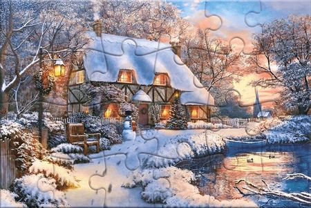 Castorland Puzzle Kartka pocztowa Winter Cottage 24 elementy