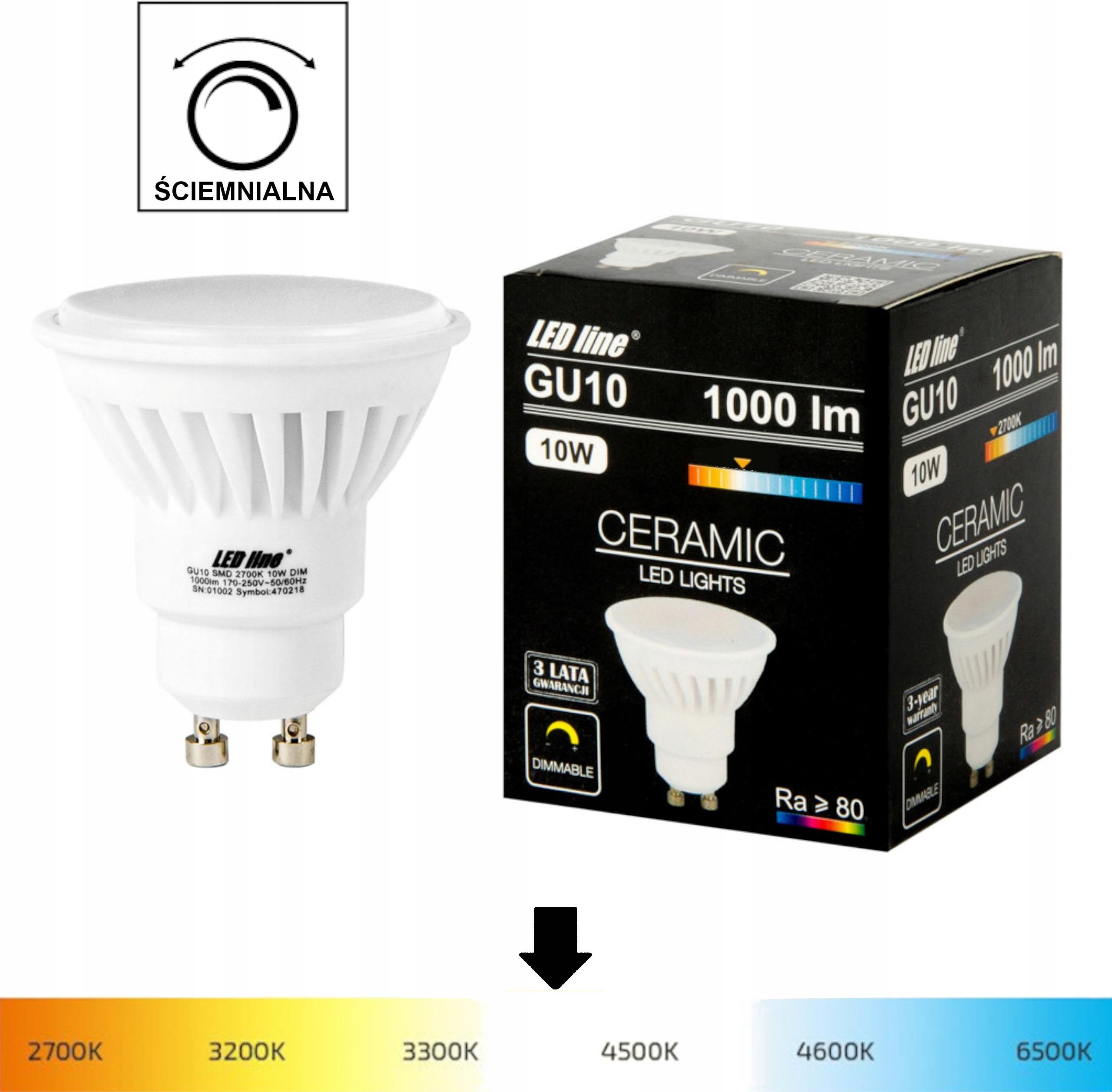 Żarówka Led Gu10 Ściemnialna 10w Neutralna 4000k Żarówkaledgu1010wneutralnadimm Opinie I 2074