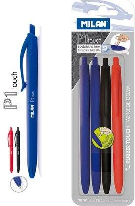 4 Długopisy P1 Touch Milan 2 Niebieskie 1 Czarny 1 Czerwony Na Blistrze