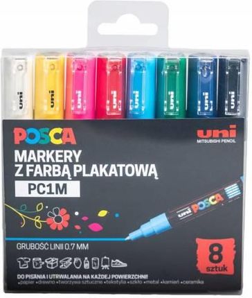 Zestaw markerów z farbą plakatową UNI Posca PC-1M op. 8 kolorów