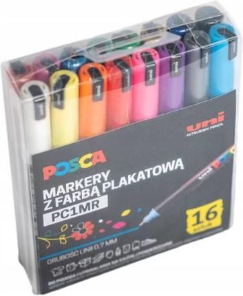Zestaw markerów z farbą plakatową UNI Posca PC-1MR op. 16 kolorów