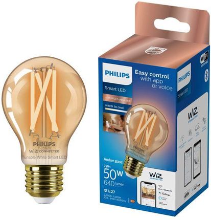 Philips Smart LED Żarówka filament bursztynowa E27 A60 7 W (50 W) E27, zimna - ciepła biel (929003017421)