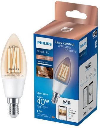 Philips Smart LED Żarówka filament przezroczysta E14 C35 4,9 W (40 W), zimna - ciepła biel (929003017621)