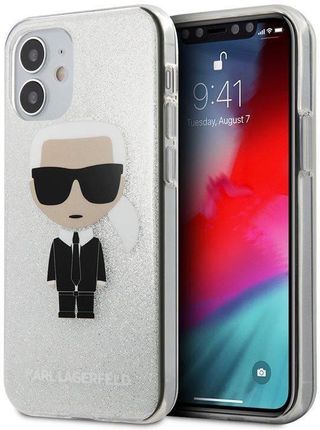 Karl Lagerfeld Iconik Glitter Etui Iphone 12 Mini Srebrny