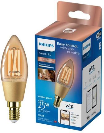Philips Smart LED Żarówka filament bursztynowa E14 C35 4,9 W (25 W), zimna - ciepła biel (929003017721)