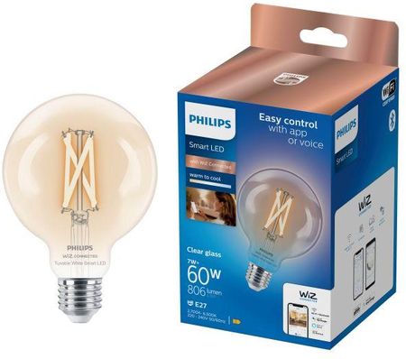 Philips Smart LED Żarówka filament przezroczysta E27 G95 7 W (60 W), zimna - ciepła biel (929003018221)
