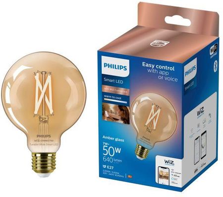 Philips Smart LED Żarówka filament bursztynowa E27 G95 7 W (50 W), zimna - ciepła biel (929003018321)