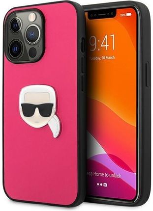 Karl Lagerfeld Klhcp13Xpkmp Iphone 13 Pro Max 6,7" Różowy/Pink Hardcase Leather Ikonik Karl`S Head Metal