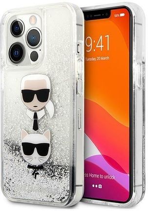 Karl Lagerfeld Klhcp13Xkicgls Iphone 13 Pro Max 6,7" Srebrny/Silver Hardcase Liquid Glitter Karl Choupette Head